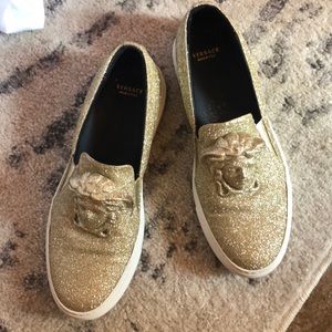 Versace gold glitter cruisers. Lightly worn!